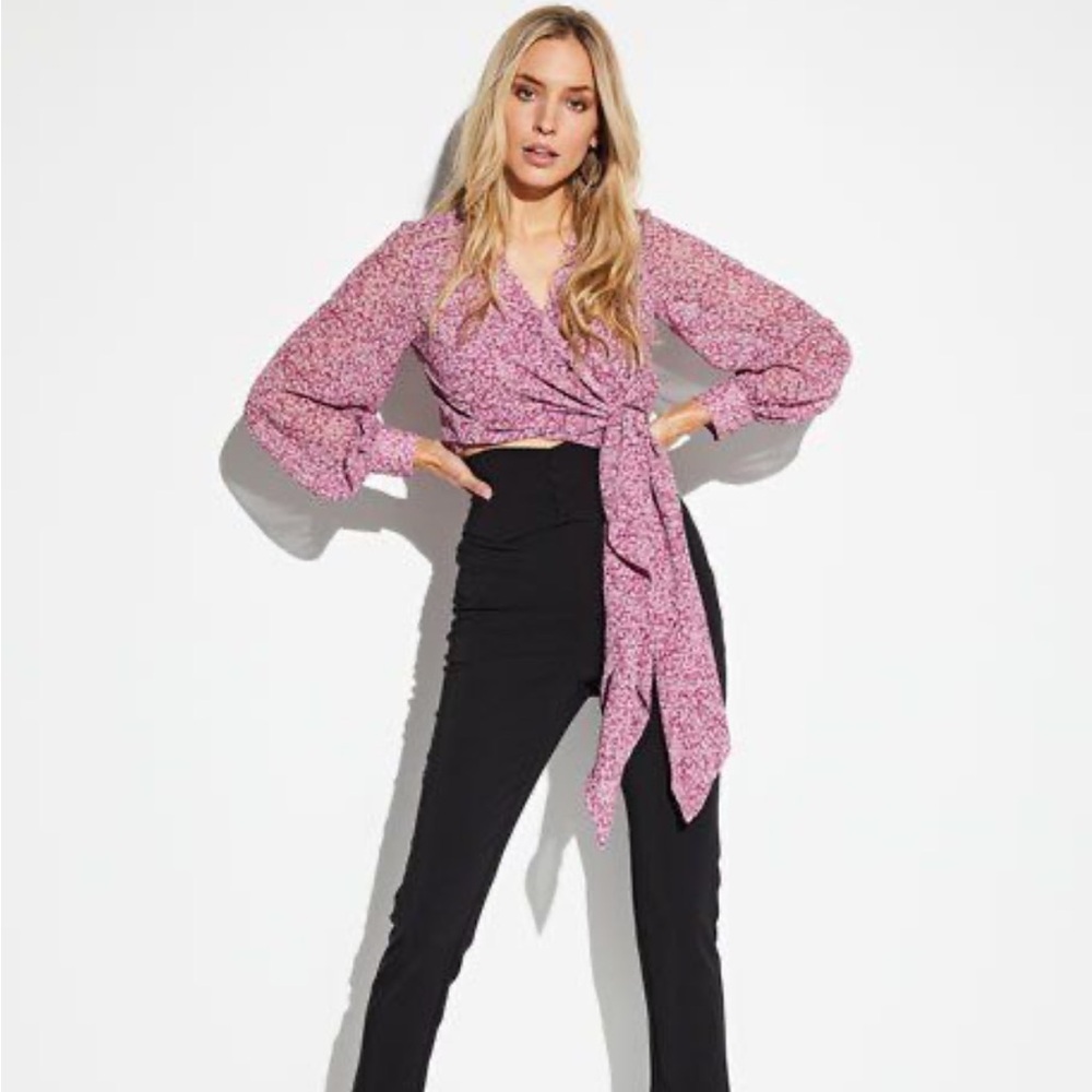 Bardot Sheer wrap Long Sleeve Top Size L